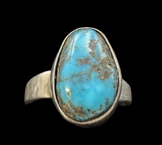 Vintage Native American Sterling Silver & Turquoise Ring