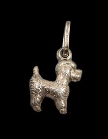 Vintage Italian 800 Silver Poodle Dog Pendant Charm