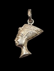 Vintage European Sterling Silver Egyptian Revival Nefertiti Pendant Charm