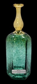 Vintage KOSTA BODA Artist Collection Green & Yellow Art Glass Vase