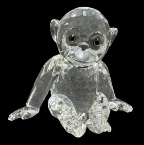 Vintage SWAROVSKI Crystal Figurine - Sitting Monkey