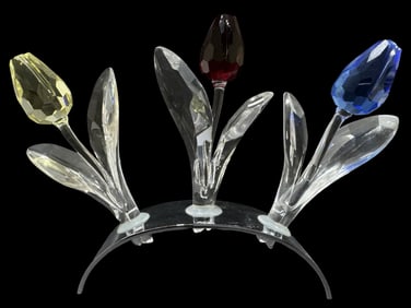Vintage SWAROVSKI Crystal Figurine - Tulips in Holder