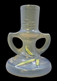 Vintage ROSEVILLE Art Pottery FREESIA Blue Ceramic Candle Holder