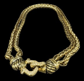 Vintage Goldtone Metal & Rhinestone Costume Jewelry Necklace