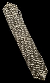Vintage SERGIO GUTIERREZ "Liquid Metal" Diamond Shape Beaded Costume Jewelry Bracelet