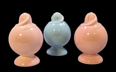 Set of 3 Vintage TAYLOR SMITH Art Pottery LU-RAY Ceramic Condiment Shakers