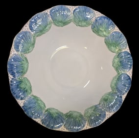 Large Vintage Portuguese Majolica Stoneware Bowl /w Ocean Theme