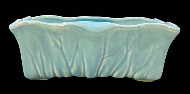 Vintage MCCOY Art Pottery Blue Ceramic Planter: Very good vintage condition with minor wear according to age, please see pictures. No cracks or repairs. Measures approx. 3" high x 7" wide.