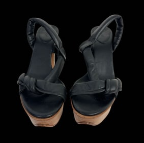 CHLOE Black Leather Heel Sandals Made in Italy - Previously Worn