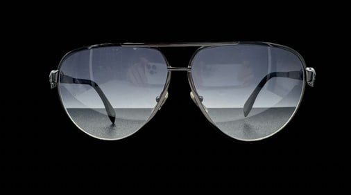 ALEXANDER MC QUEEN Skull Temple Metal Aviator Sunglasses Swarovski Crystals 65mm Lens