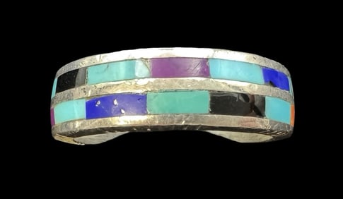 Vintage Native American Sterling Silver Multistone Ring