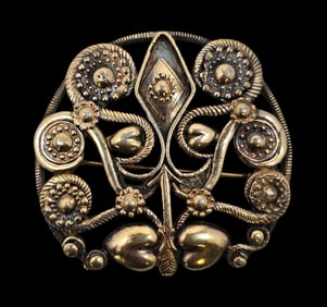 Large Vintage Gilt Sterling Silver Brooch Pin