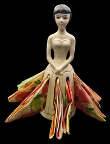 Unusual Vintage LILLIAN VERNON Porcelain Lady Napkin Holder
