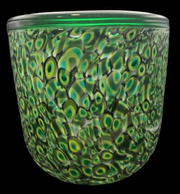 Vintage Mouthblown Murano "Neverrino" Green Art Glass Vase