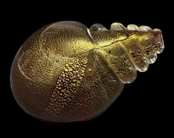 Vintage Mouthblown Murano Art Glass Snail /w Gold Flakes