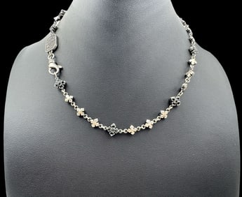 Modern KING BABY Sterling Silver /w Black Cubic Zirconia Cross Necklace
