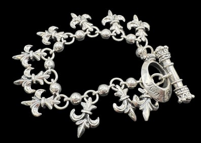 Modern KING BABY Sterling Silver Cross Charm Bracelet