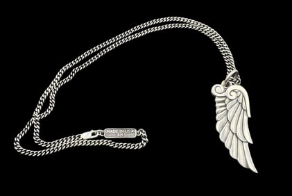 Modern KING BABY Sterling Silver Necklace /w Wing Pendant