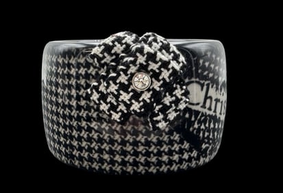 Vintage CHRISTIAN DIOR Black and White Houndstooth Cuff 1990