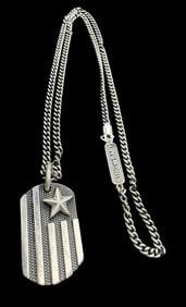 Modern KING BABY Sterling Silver Necklace /w Flag Pendant