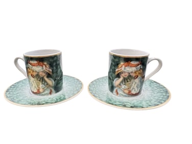 Vintage GOEBEL Pairs of Porcelain Coffee Set Art Nouveau Style after Renoir