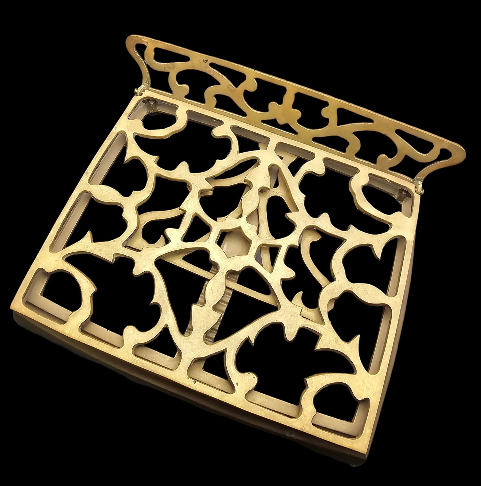 Ornate Antique Foldable Brass Book Stand (1 of 4)