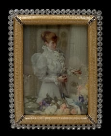 Vintage JAY STRONGWATER Gold Enamel & Rhinestone Picture Frame