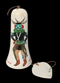 Vintage Native American HOPI Pottery Ceramic Kachina Bell - Signed