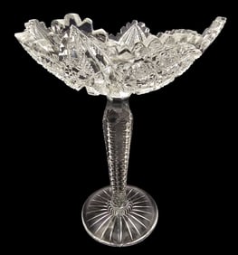 Ornate Antique Hand Cut Crystal Compote