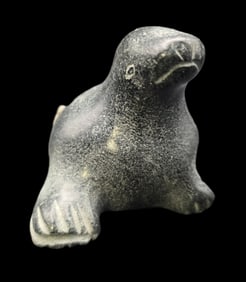 Vintage Native Canadian Inuit Hand Carved Soapstone Seal Figurine