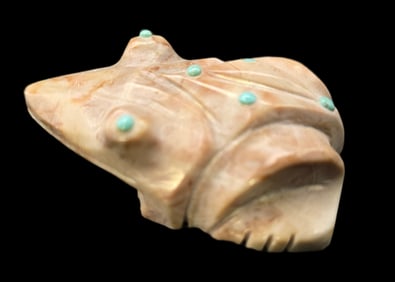 Vintage Native American Handcarved & Inlaid Stone Frog Fetish