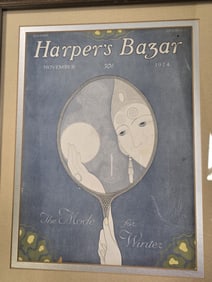Rare Antique 1924 Harper's Bazaar ERTE designed Cover Page - Framed