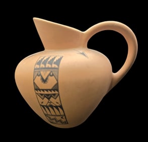 Vintage Handmade Native American Pottery Jug - Signed