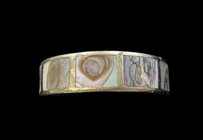 Vintage Gilt Metal Mother of Pearl Ring