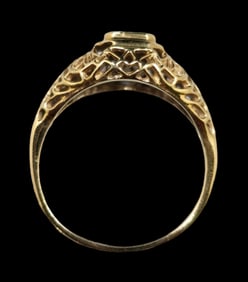Antique 14K Yellow Gold & Diamond Ring