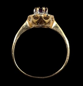 Vintage 14K Yellow Gold, Diamond & Ruby Ring