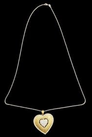 Vintage 14K Gold & Diamond Heart Pendant Necklace