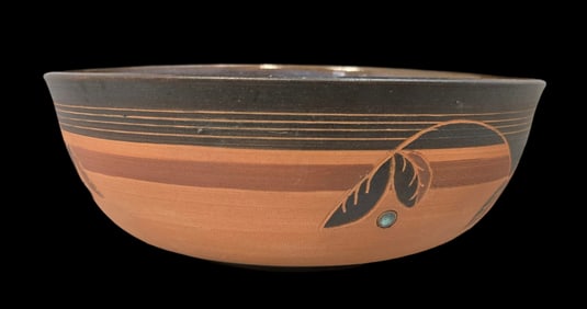 Vintage JEANNE GLASER Handmade Pottery Ceramic Blue Glazed Bowl