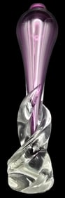 Vintage 1986 Mouthblown Twisted Purple Art Glass Designer Vase or Bottle