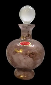 Vintage Mouthblown Murano Art Glass /w Gold Flakes Perfume Bottle