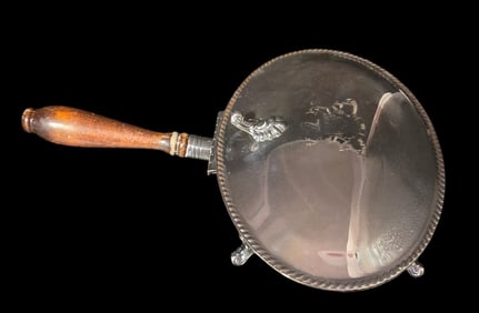 Antique Silverplate Silent Butler /w Wood Handle & Monogram