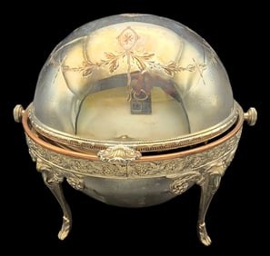 Antique Silverplate Revolving Dome Entree or Butter Dish