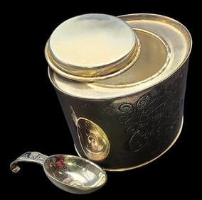 Vintage Silverplate Coffee Caddy /w Spoon