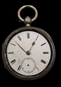Antique 1850s English Sterling Silver Pocket Watch