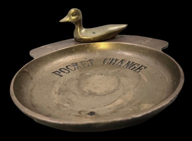 Unusual Vintage Brass Pocket Change, Jewelry, Key, Trinket Dresser Dish / Tray