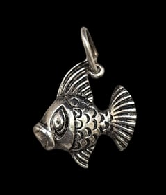 Charming Vintage European 800 Silver Fish Charm Pendant