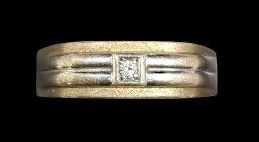 Unusual Vintage Partially Gilt Sterling Silver & Gemstone Band Ring