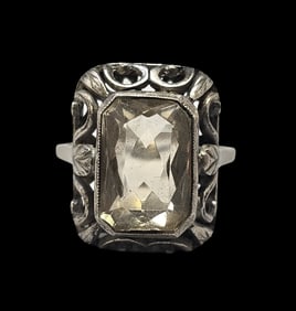 Beautiful European Art Deco 835 Silver & Citrine Ring