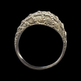 Unusual Vintage Mid-Century Modern Textured Sterling Silver Designer Ring