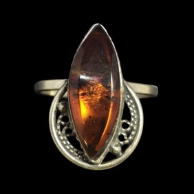 Mystical Vintage Sterling Silver & Baltic Amber Ring